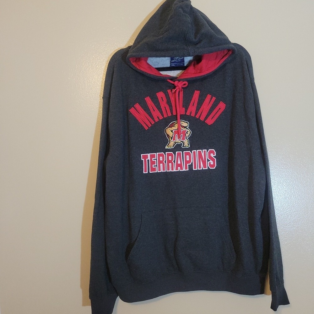 Maryland Terrapins Sweater Mens XXL Gray Red Stitched Logo Campus Heritage